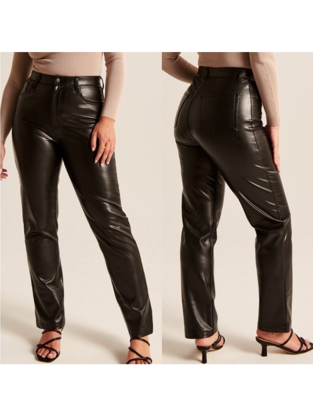 Abercrombie & Fitch Curve Love Vegan Leather 90s Straight Leg High Rise